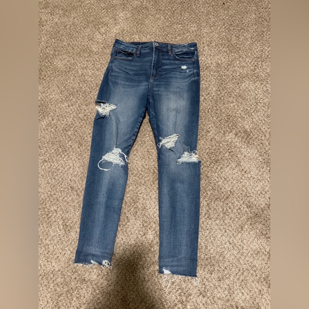 American Eagle Outfitters Ripped Blue Skinny Jeans